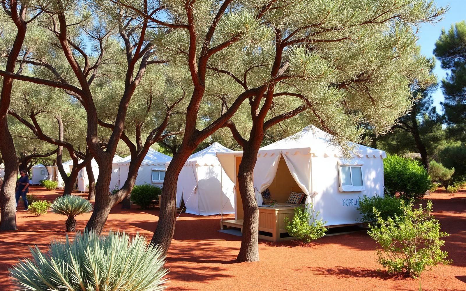 Camping Egad a Favignana: piazzole tra pini e bungalow bianchi
