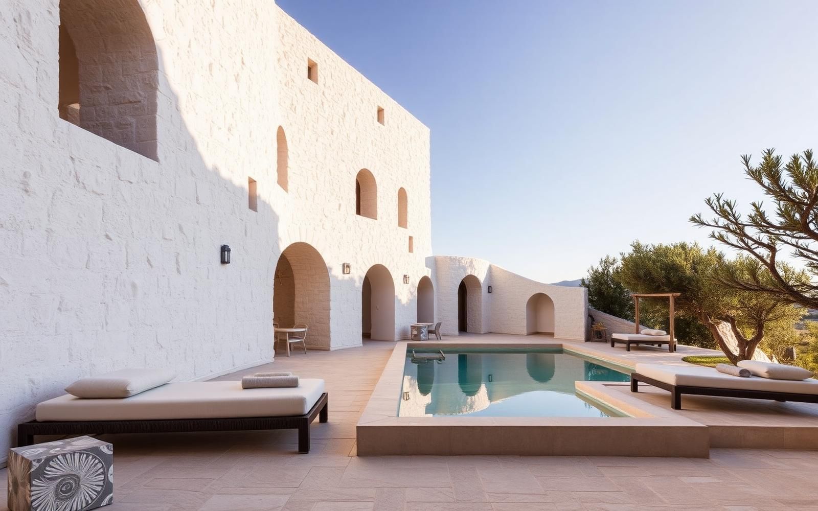 Cave Bianche Hotel a Favignana: pareti di tufo bianco e piscina in una vecchia cava