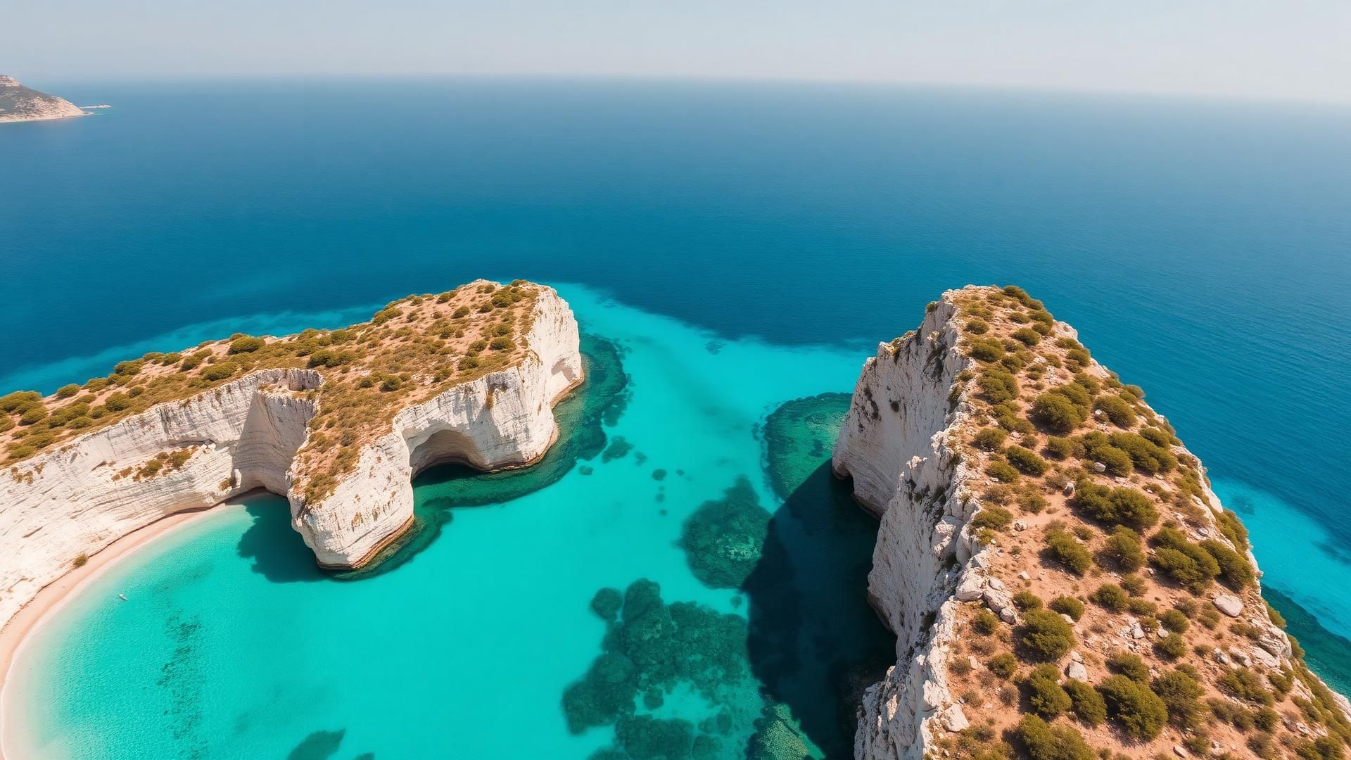 Cala di tufo bianco a Favignana con mare turchese e cielo azzurro