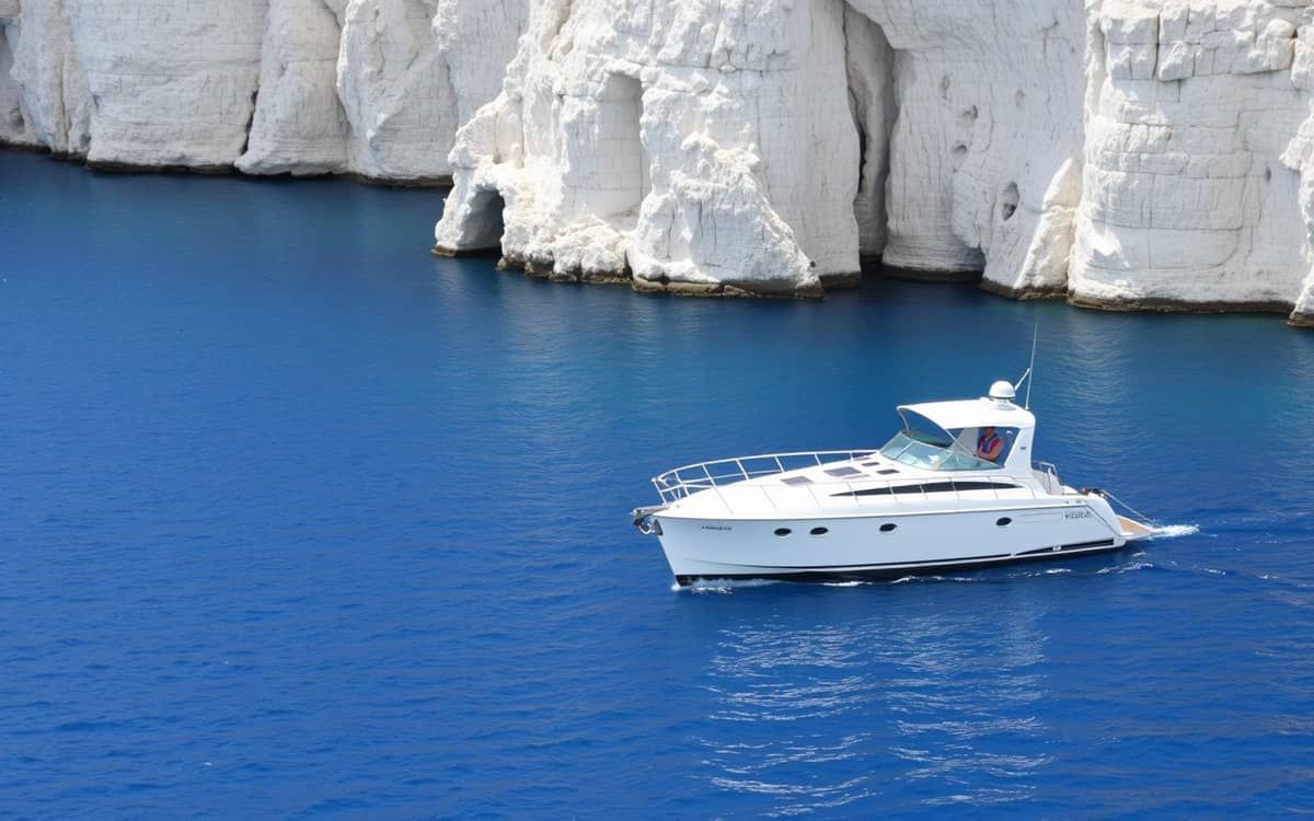 Barca in navigazione tra le cale di Favignana